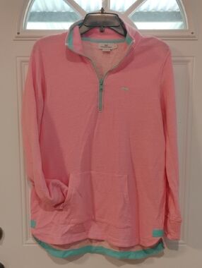 Vineyard Vines Pink Pullover with Teal Trim Size Small